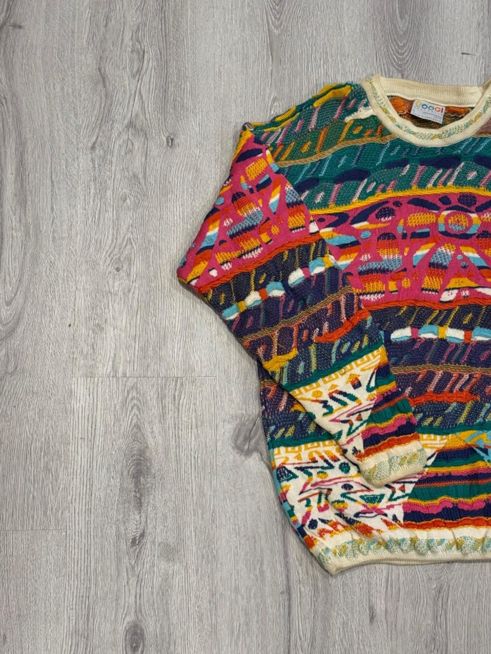 COOGI Australia Multicolour 3D Knit Sweater 100% Cotton - Size Large. - Picture 5 of 8